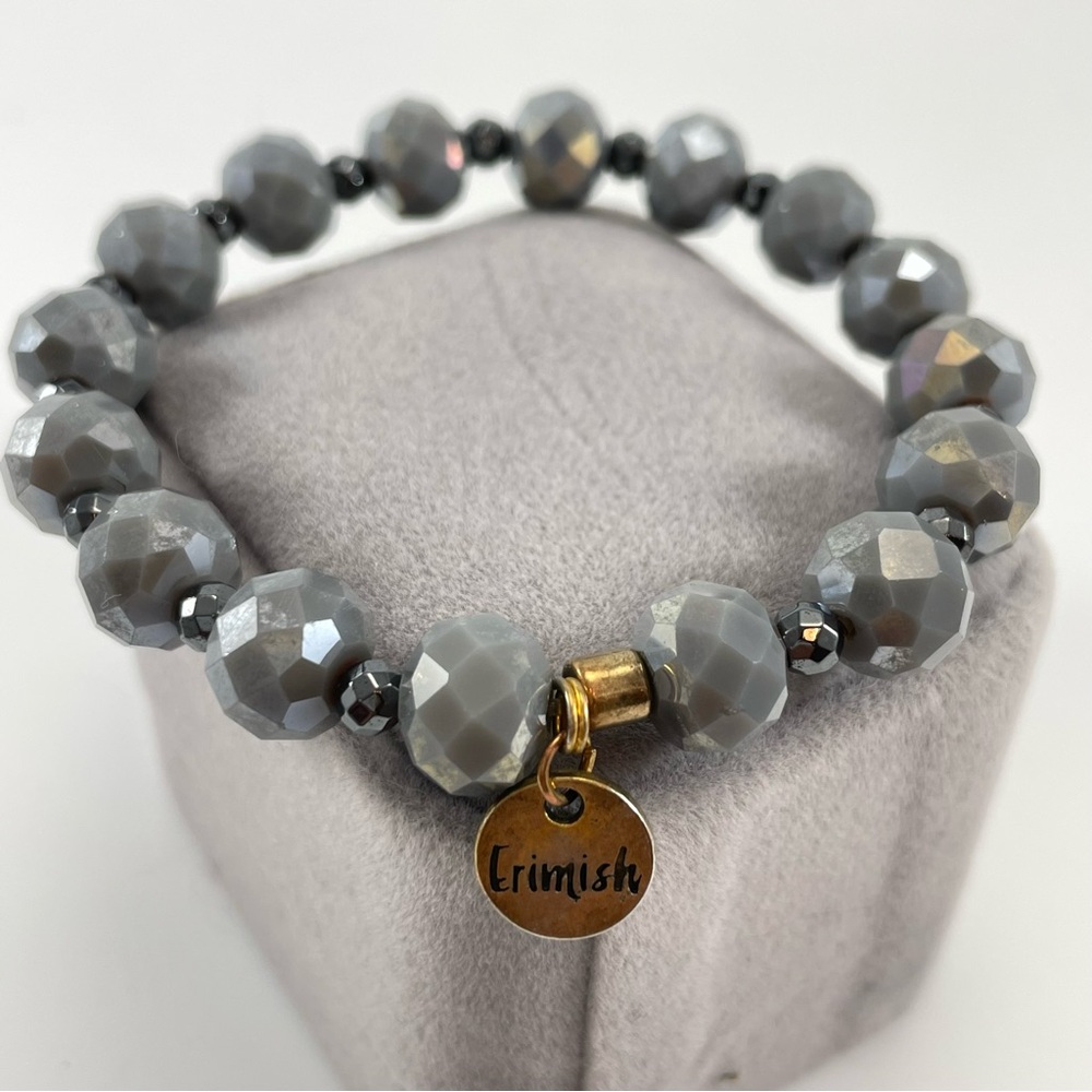 Beautiful Erimish Gray AB Multifaceted Beaded Stretch Bracelet